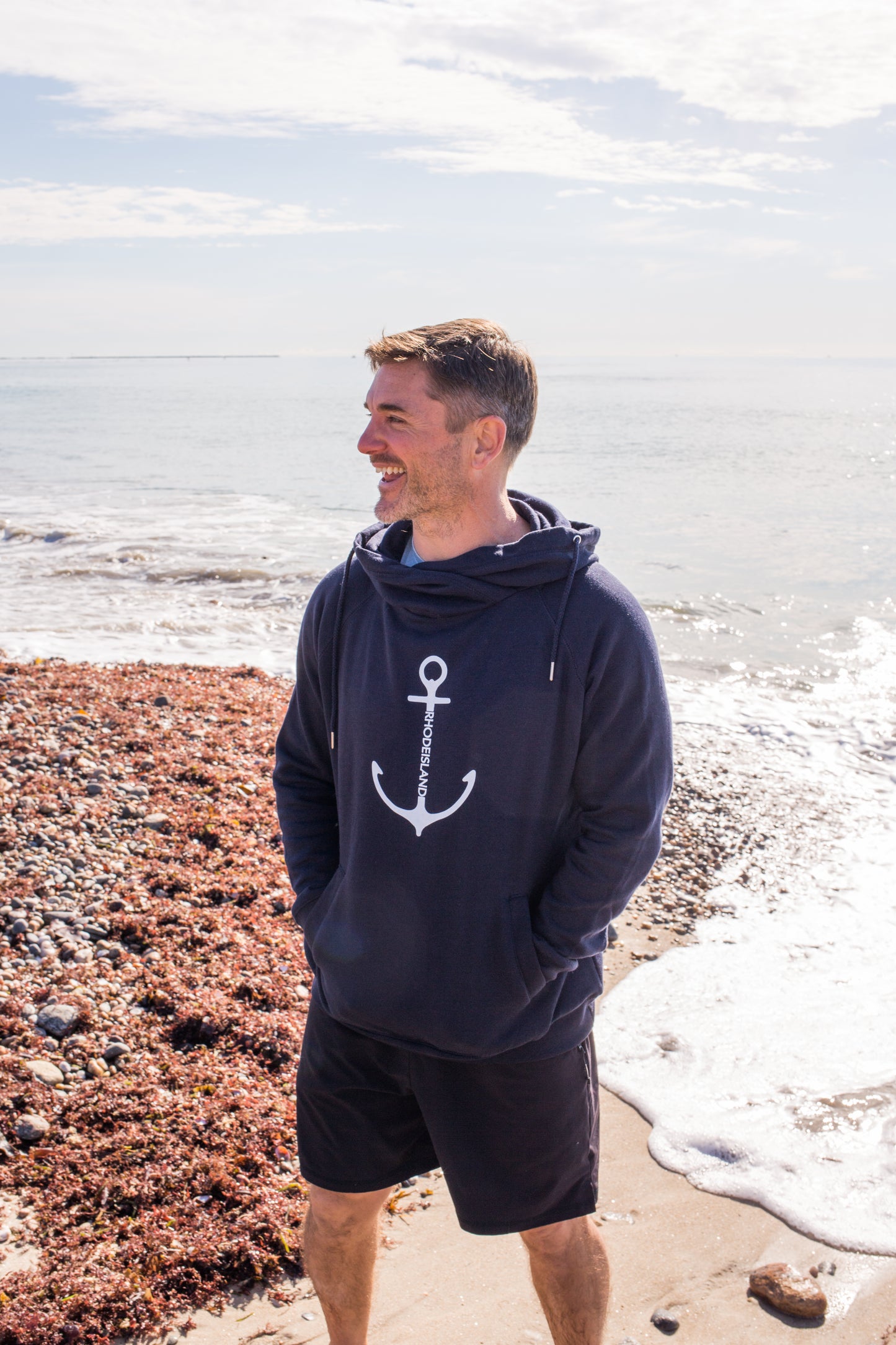 Rhode Island Anchor Funnel Neck Hoodie