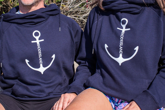 Rhode Island Anchor Funnel Neck Hoodie