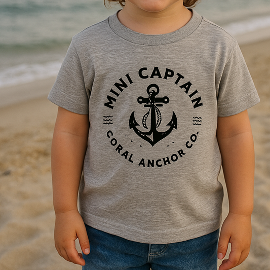 Mini Captain Youth T-Shirt – Heather Grey | Coral Anchor Co.