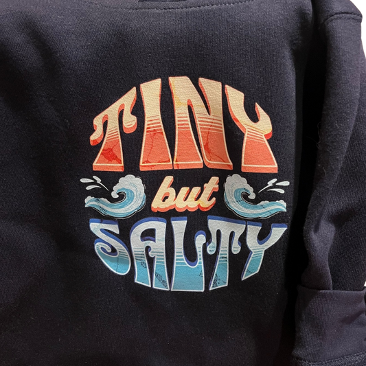 Tiny but Salty Hoodie – Navy Youth Pullover
