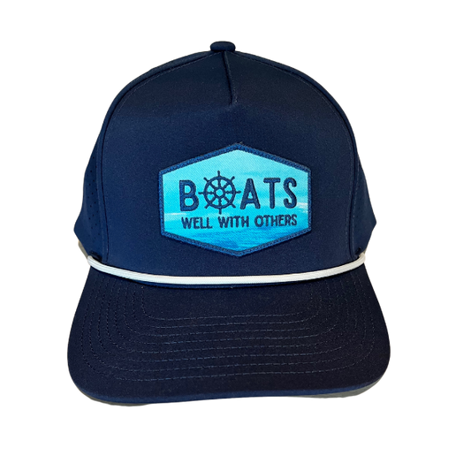 Boats Well With Others Performance Rope Hat – Navy & Blue