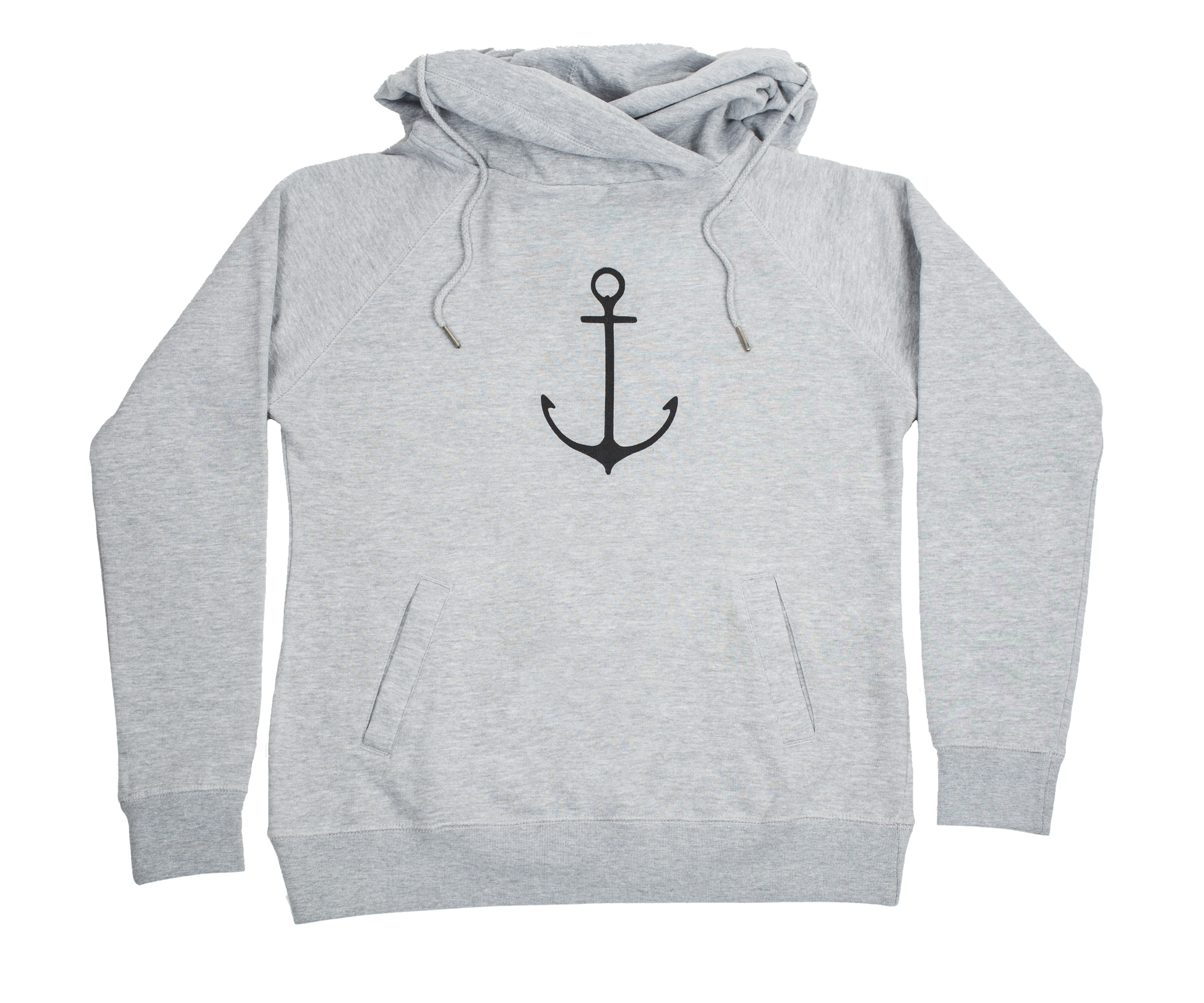 Grey Anchor Funnel Neck Anchor Hoodie