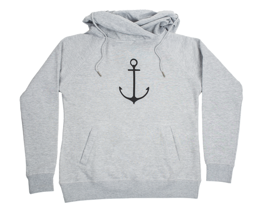 Grey Anchor Funnel Neck Anchor Hoodie