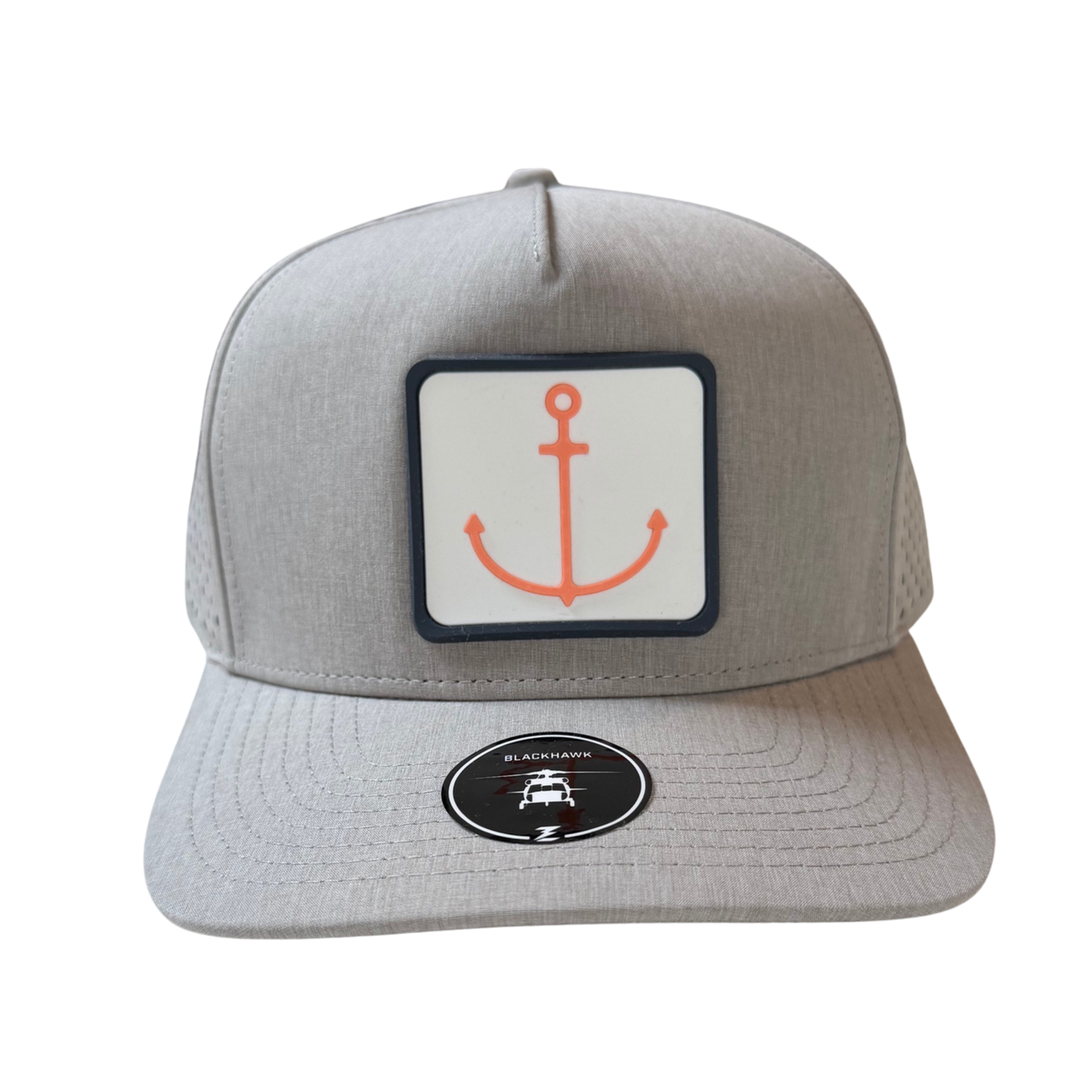 Coral Anchor Blackhawk Performance Hat – Heather Gray