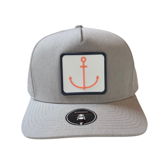 Coral Anchor Blackhawk Performance Hat – Heather Gray