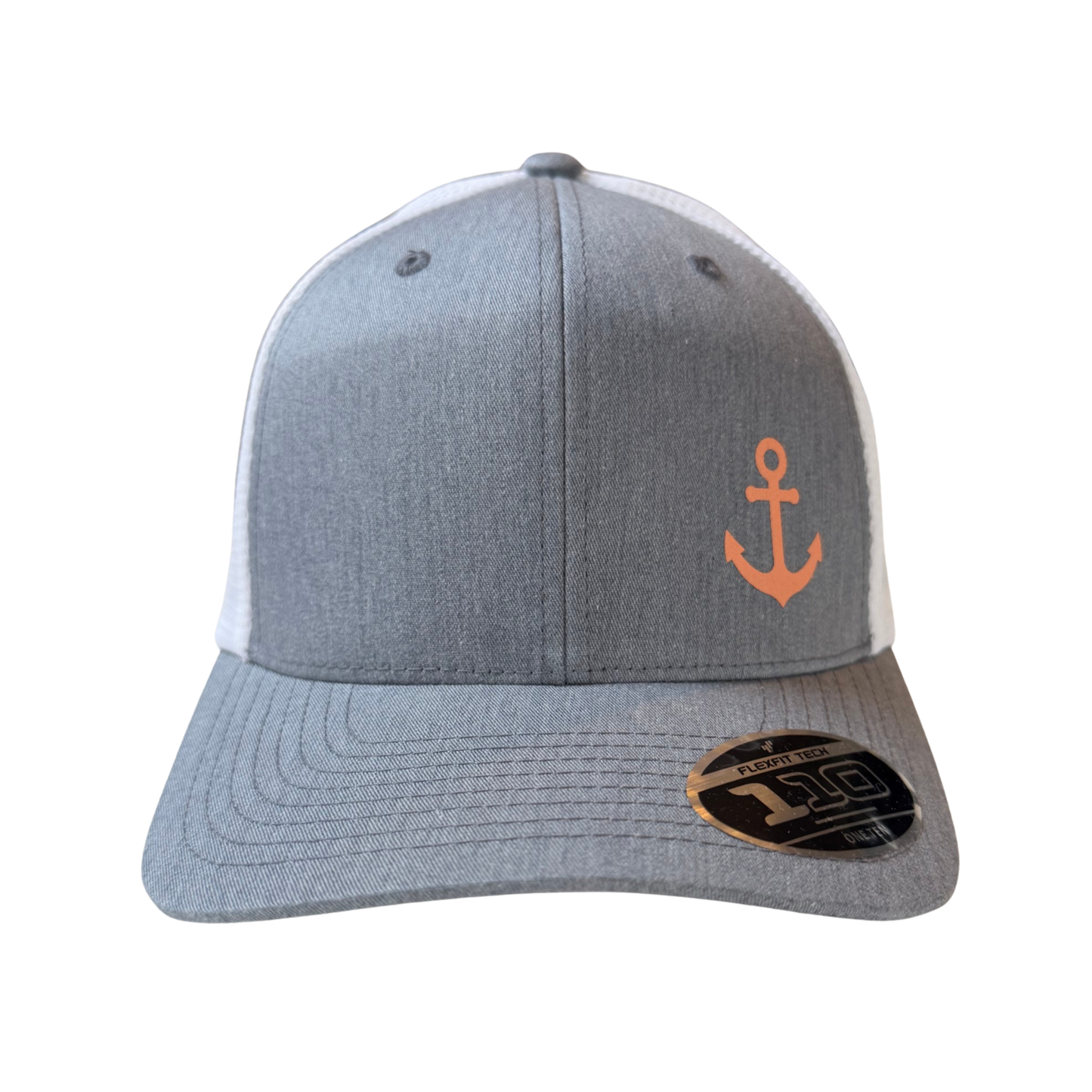 Youth Coral Anchor Trucker Hat – Heather Grey & White